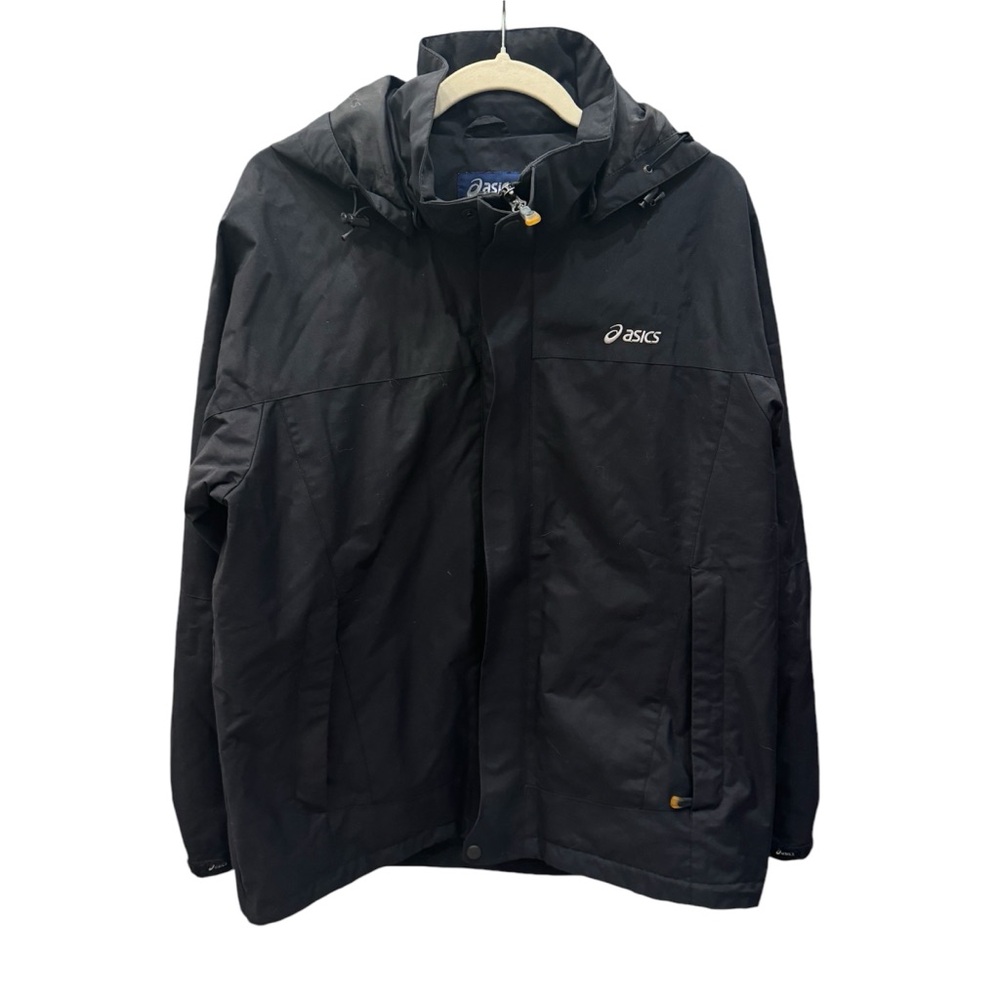 ASICS Men’s Black Rain Jacket Size M With Detachable Hood